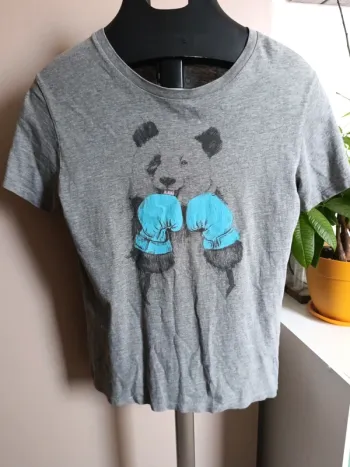 T-shirt gris panda boxe
