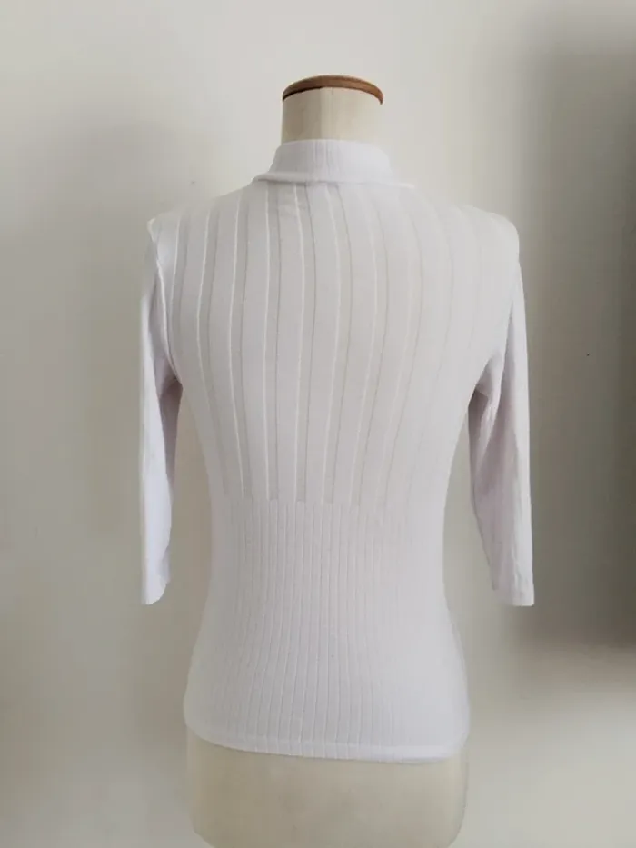 Pull blanc manches 3/4 Jennyfer taille 36 - photo numéro 2