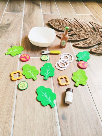 🥗Dinette saladier légumes en bois et feutrine avec accessoires