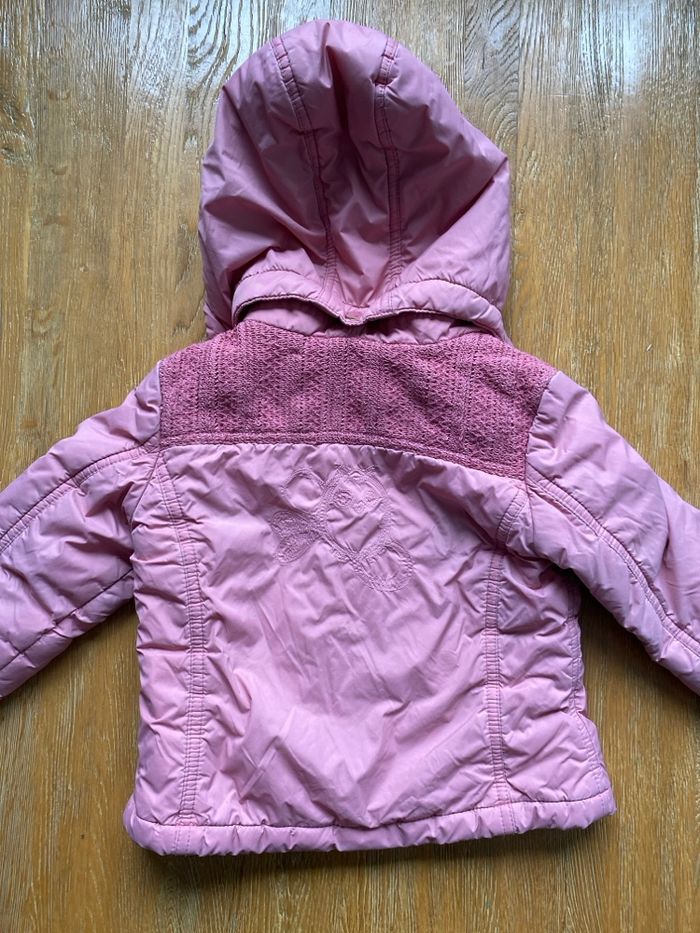 Anorak rose saumon avec capuche amovible et doublure en polaire grise taille 18 - 24 mois - photo numéro 2