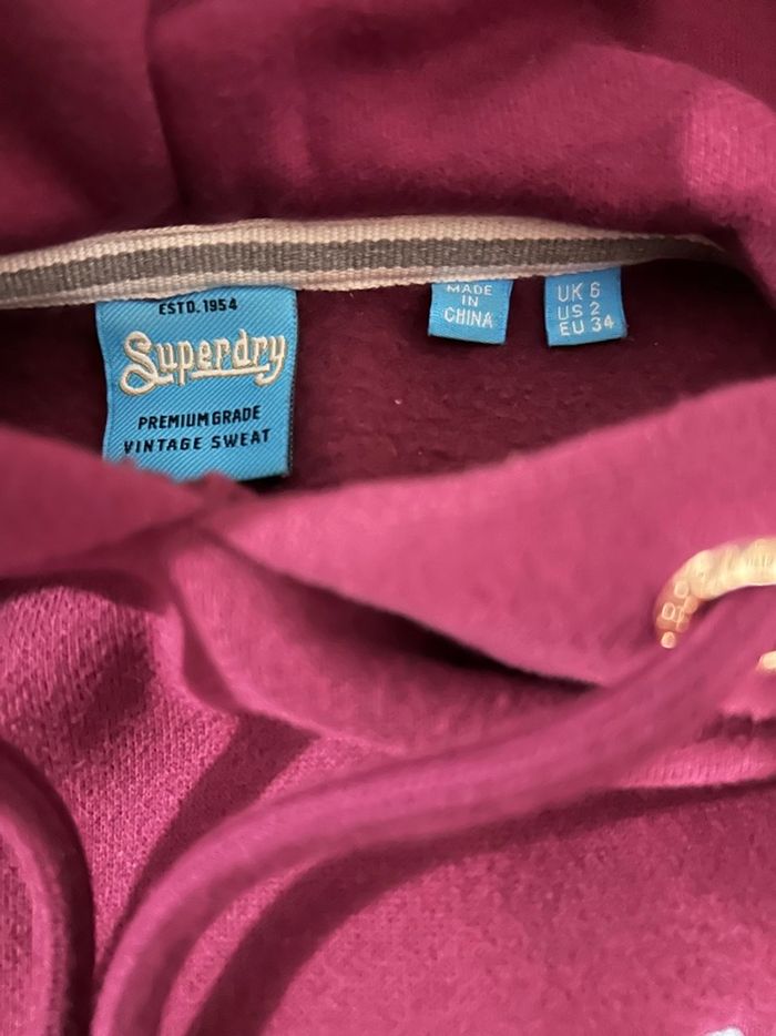 Sweat superdry bordeaux/prune 34 - photo numéro 3