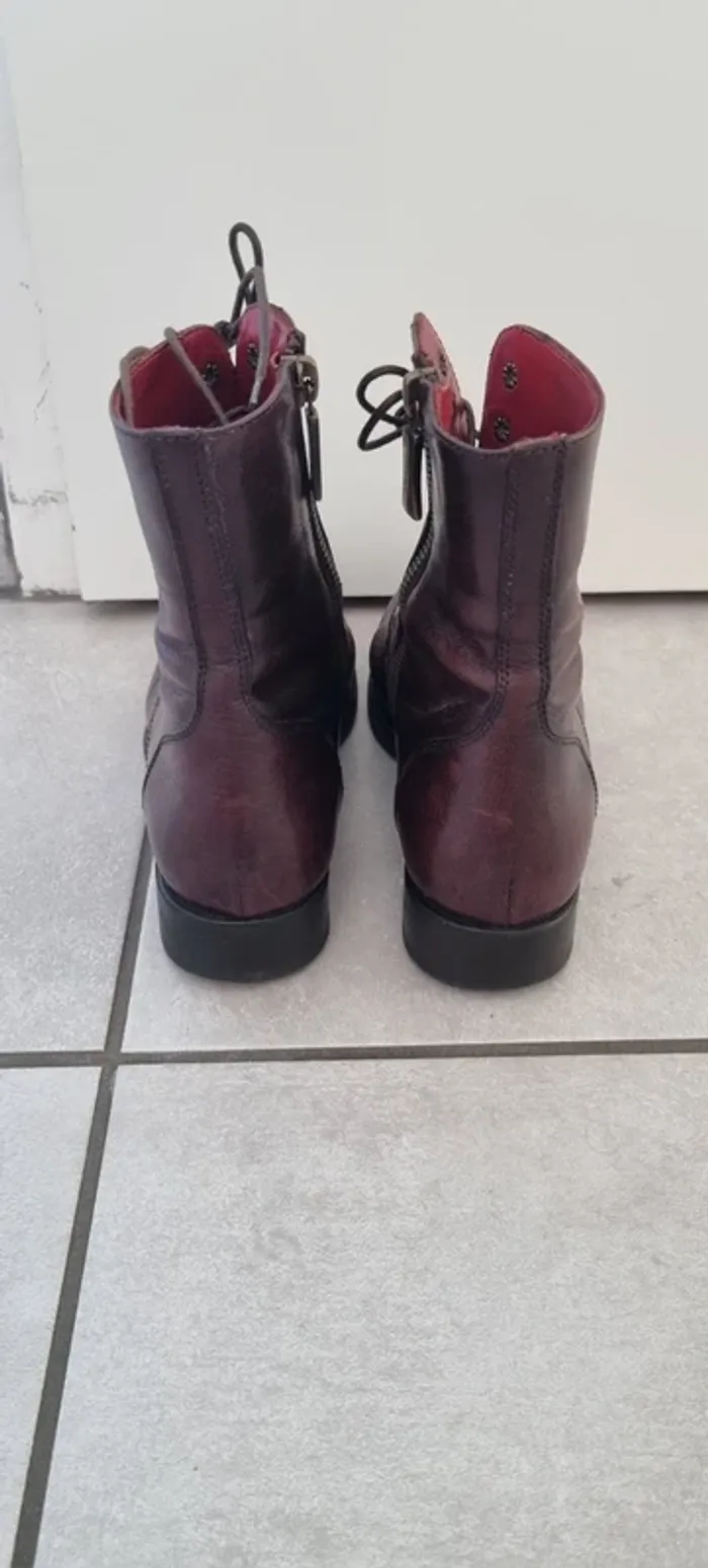 Bottines plates marron bordeaux corvari - photo numéro 7