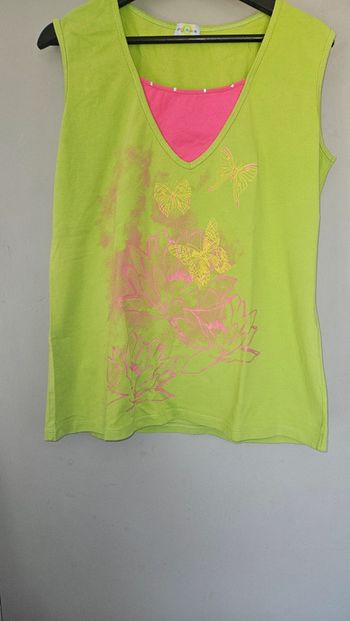 Débardeur vert à fleurs et papillons -Taille 44/46