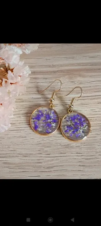 Boucles d'oreilles fleurs violettes
