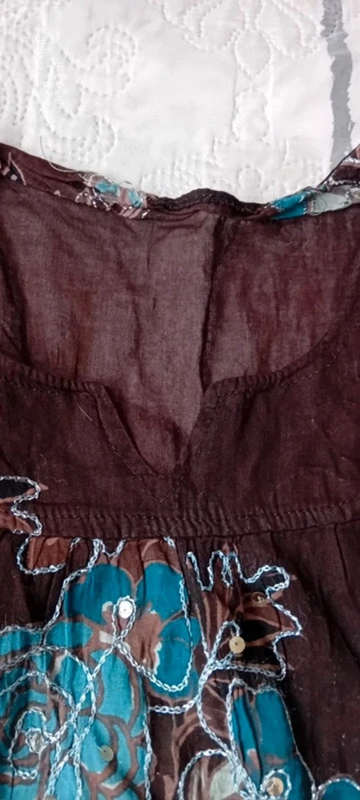 Robe tunique estivale semitransparente motif floral avec sequins multicolore femme XL - photo numéro 18