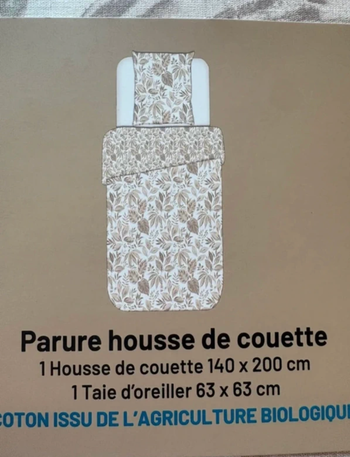 Parure de lit a fleurs 140x200cm - Coton bio - Neuf Expédition rapide