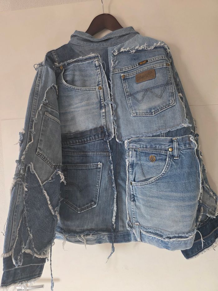 Veste en jeans custom y2k handmade denim inserts - photo numéro 2