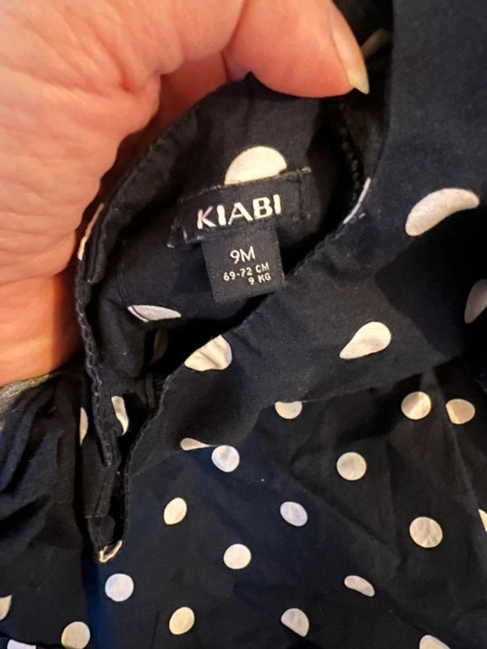 Petit robe à pois bleu Kiabi taille 9 mois - photo numéro 2