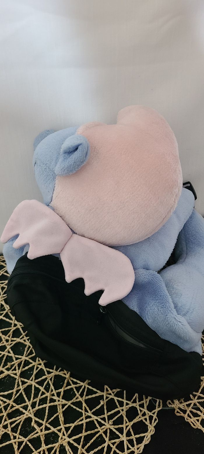 Peluche Sac à dos SCHTROUMPF PEYO Ange Bleu Vintage 1987 40 cm - photo numéro 3