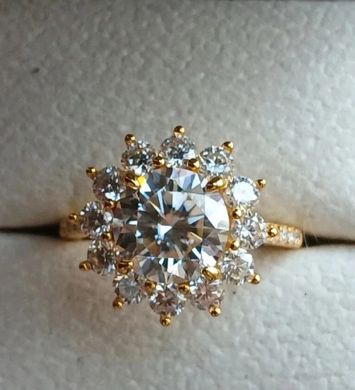 Bague argent plaqué or jaune Moissanite - photo numéro 2