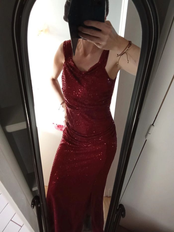 Robe gala sexy et elegant - Rouge strass - photo numéro 3