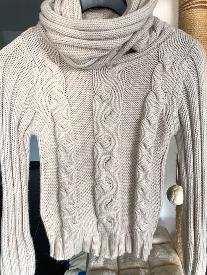 Pull gris beige col roulé H&M taille XS / 34 comme neuf - photo numéro 4