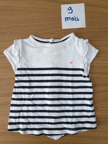 Tee-shirt marinière et coeur manches courtes