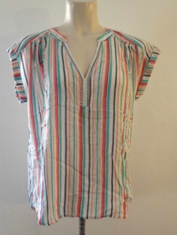 Blouse rayée ample manches courtes taille L look féminin