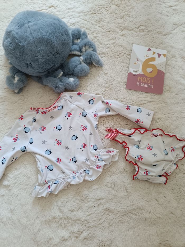 Ensemble maillot de bain et tee shirt uv 6 mois obaibi - photo numéro 3