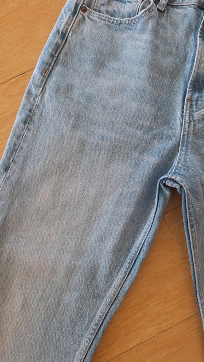 Jeans bleu clair droit femme 40 Zara - photo numéro 3