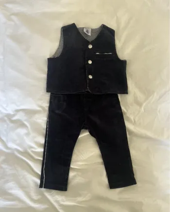 Ensemble petit bateau velours bleu marine