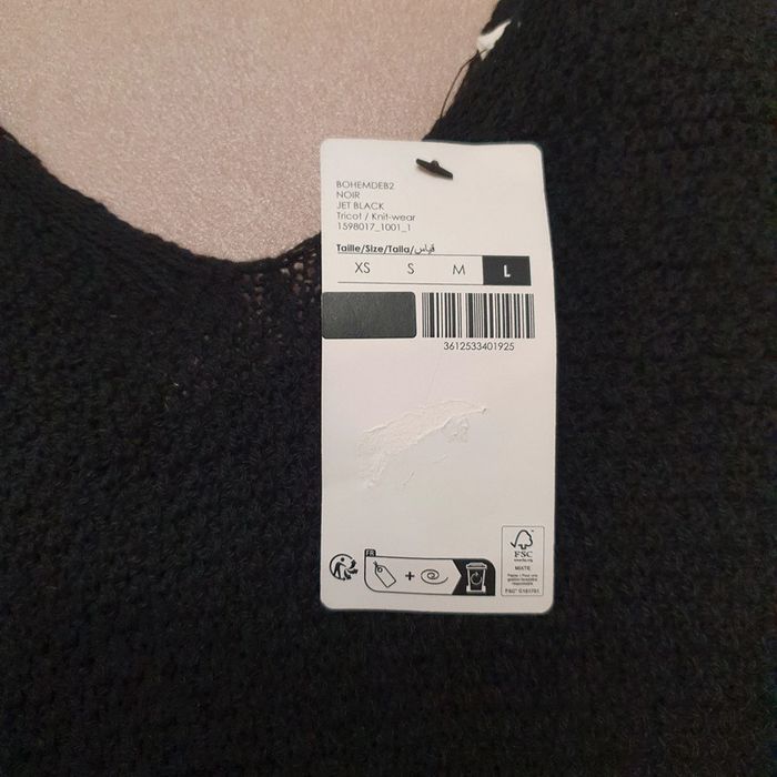 Magnifique haut noir en V devant et derrière fine maille taille L Cache-cache - photo numéro 6