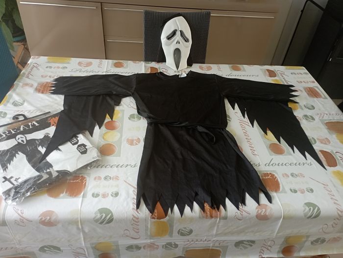 Déguisement noir avec masque Scream 4/6 ans 4€