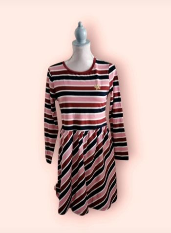 Robe rayé multicolore papillon doré pailleté C&A taille 10 ans