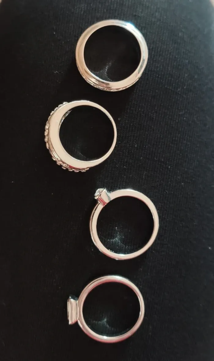 4 bagues métal argenté - photo numéro 3
