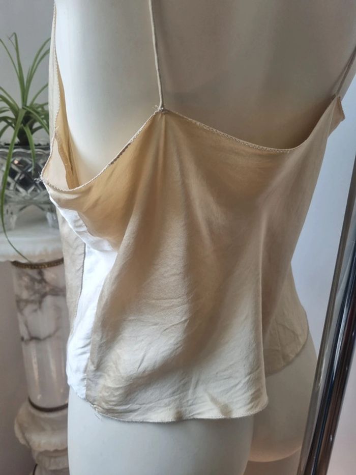 Top 100 % soie doré vintage - photo numéro 8