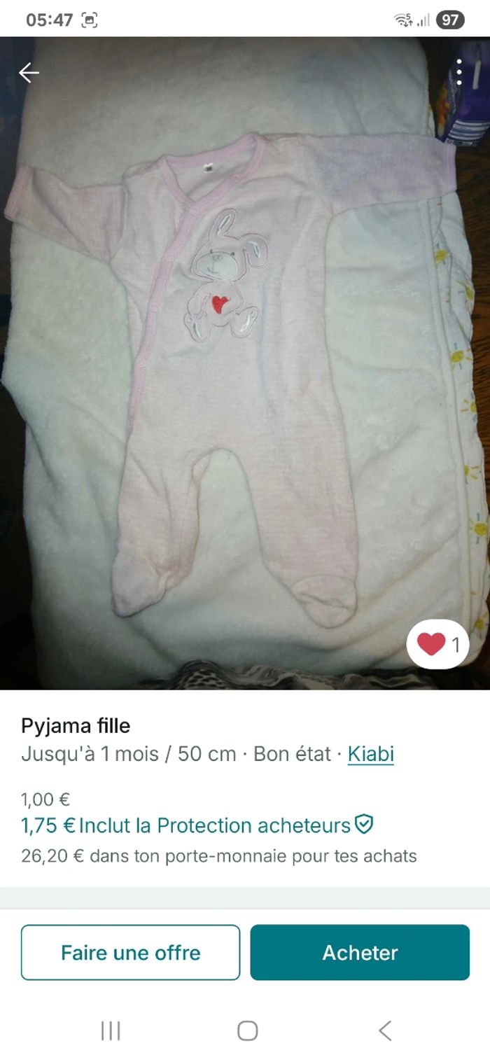 Lot de Pyjama grenouillère 50 cm jusqu'à 1 mois plusieurs marques - photo numéro 2
