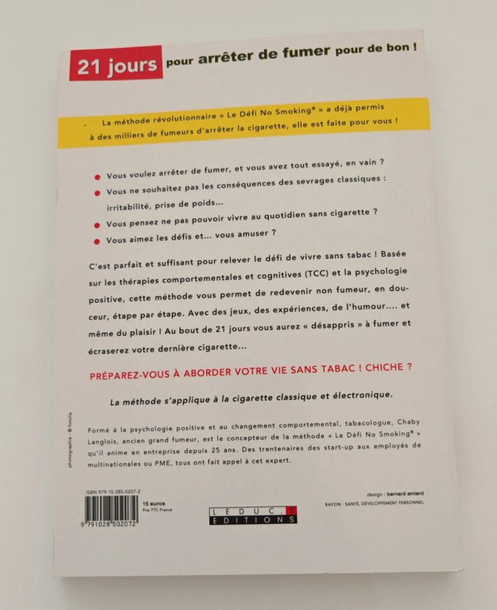 21 jours pour arrêter de fumer pour de bon ! Chaby Langlois | Méthode sans tabac ni médicament - photo numéro 2