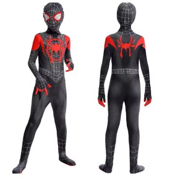 Déguisement combinaison Spiderman noir + cagoule Taille 6-7ans