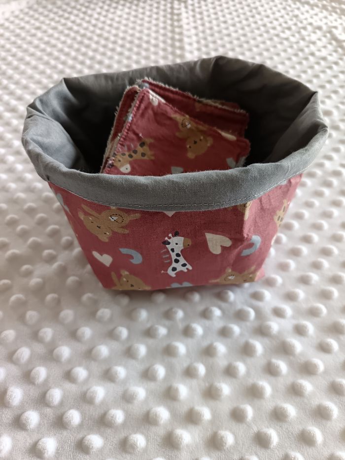 Panier et 12 lingettes lavables - photo numéro 2