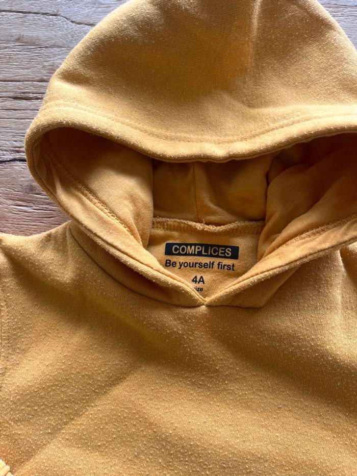 Pull à capuche jaune 4 ans complice - photo numéro 2
