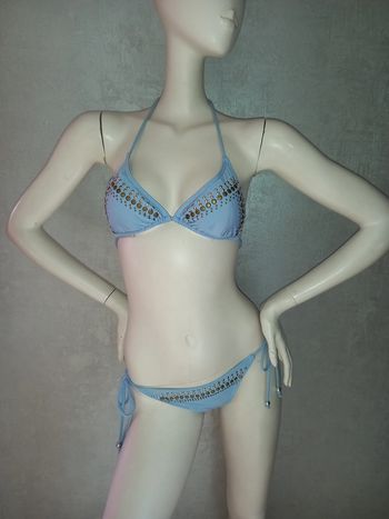 maillot de bain 2 pièces triangle bleu taille 36/38