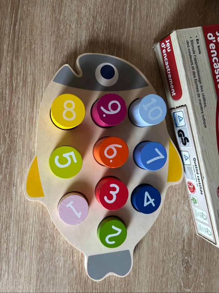 Jeu d’encastrement en bois les chiffres poisson play tive - photo numéro 2
