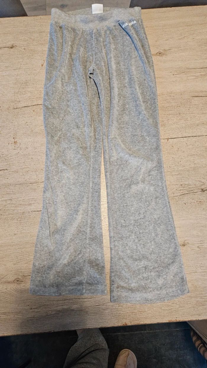 Pantalon de training en velour, pattes d elephant, gris clair, Diadora, 11/12 ans, nickel - photo numéro 3
