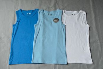3 débardeurs Lh bleu clair et blanc taille 8 ans / 128 cm
