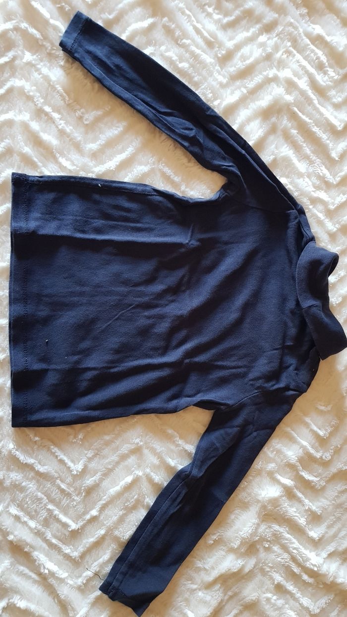 T-shirt bleu marine a manche longue col roulé - photo numéro 2
