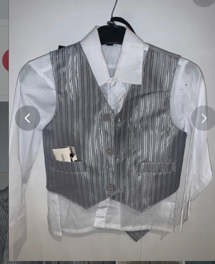 Ensemble costard 12 ans , pantalon chemise veston sans manches cravate - photo numéro 4