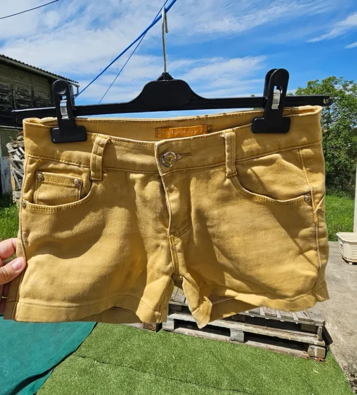 Short en jean jaune moutarde t36 - photo numéro 7