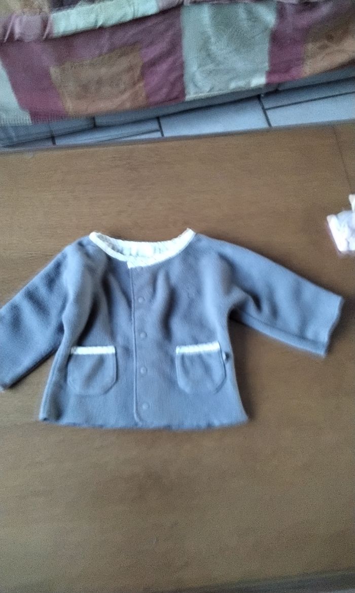 Gilet manches longues , gris , Obaibi ,1Mois ,54cm