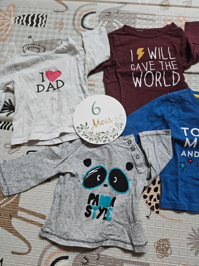 Lot de 6 t-shirts manches longues garçon 6 mois - photo numéro 3