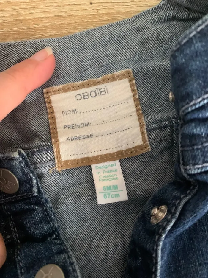 Veste en jean bleu 6 mois avec boutons vintage - photo numéro 4