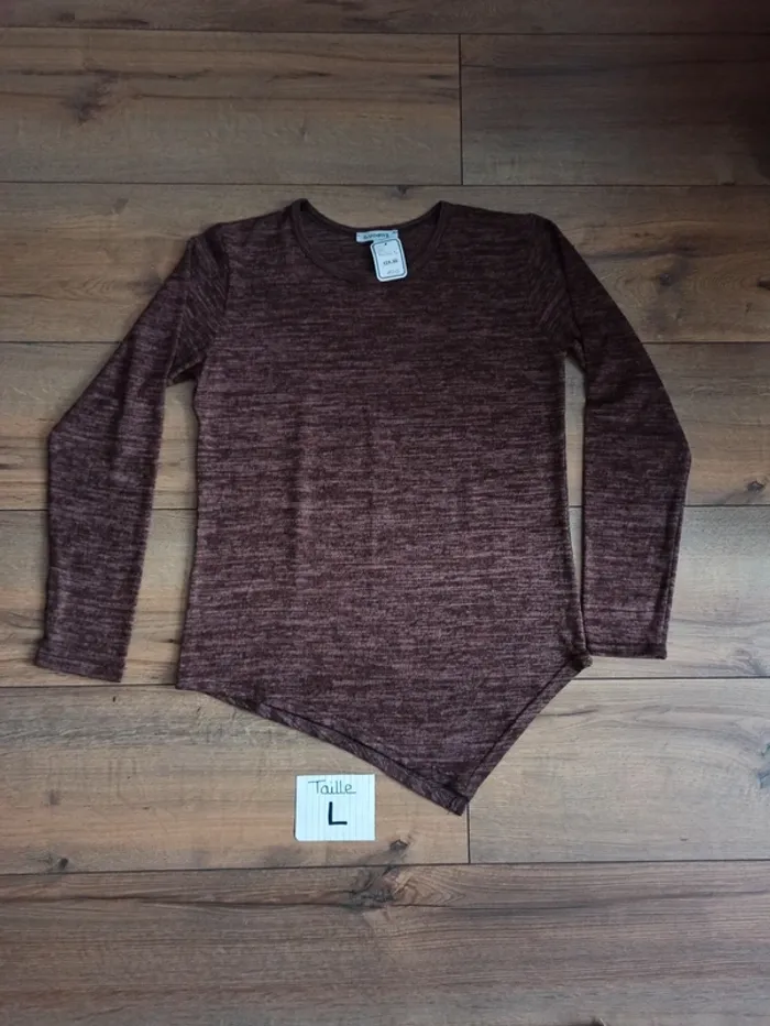 Pull marron homme coupe en pointe taille L
