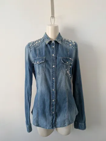 Chemiser en jean orné de perles - GUESS - taille M