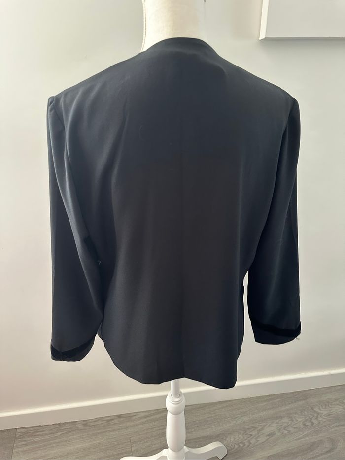 Blazer noir et doré en satin et velours Devernois Vintage T40 L - photo numéro 3