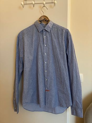 Chemise homme Nodus fleurie bleu clair manches longues – Taille XL – Très bon état