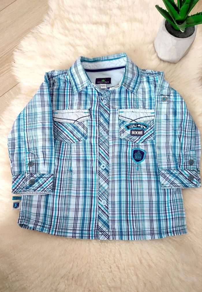 Joli chemise quadrillée beau bleu