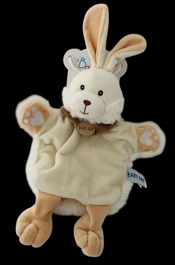 ❤️ B5982 Doudou marionnette Lapin BABY NAT Babynat Ferme Blanc Écru Beige