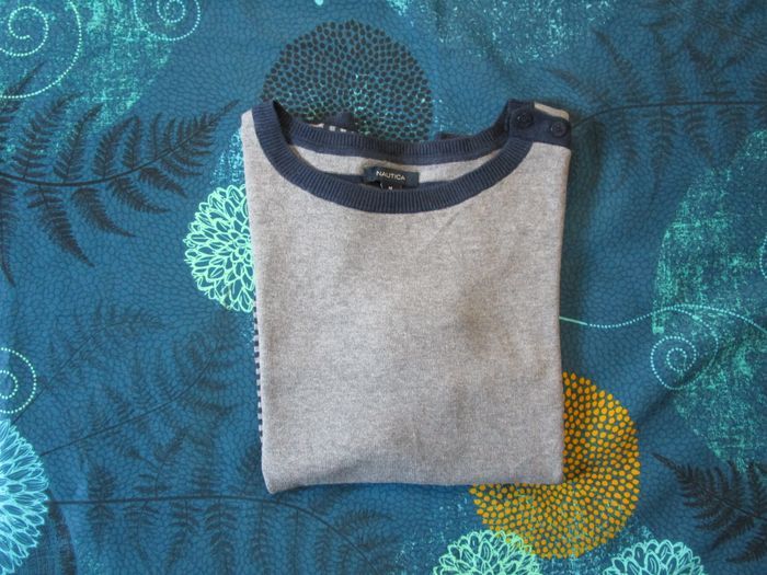 Pull Femme col rond Nautica 100% coton Taille M 38 Gris Bleu (P112) - photo numéro 6