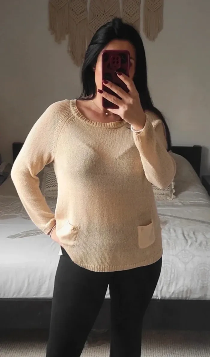 Pull Riu beige T5 maille et voile