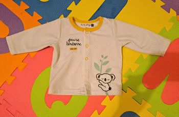 Gilet blanc koala, sucre d'orge, taille 3 mois (60 cm)